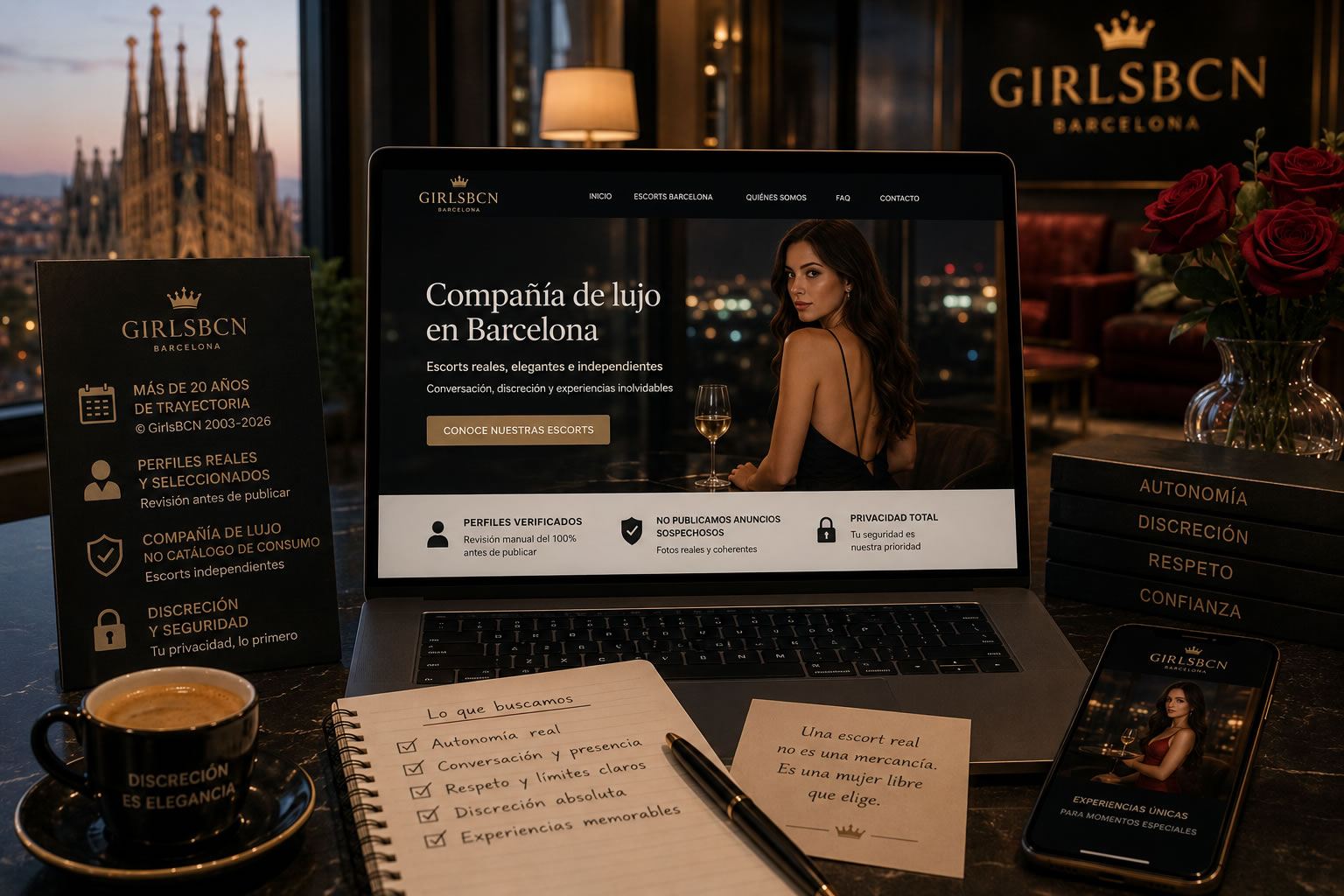 Redaktionelle Präsentation von GirlsBCN als Plattform für Erwachsenenbegleitung